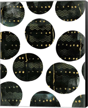 Framed Black and Gold Circles Print