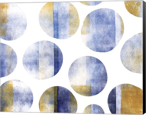 Framed Blue and Gold Circles Print