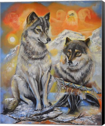 Framed Peace Wolves Print