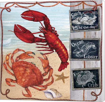 Framed Beach Scene Blackboards Print