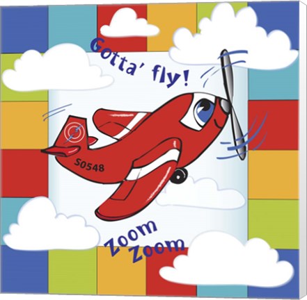 Framed Gotta&#39; Fly Happy Plane Block Print
