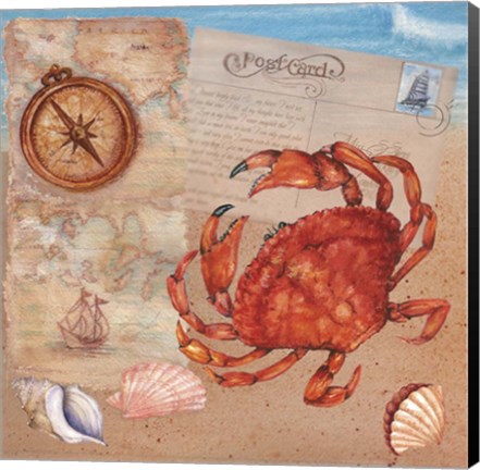 Framed Map-Beach Postcard Print