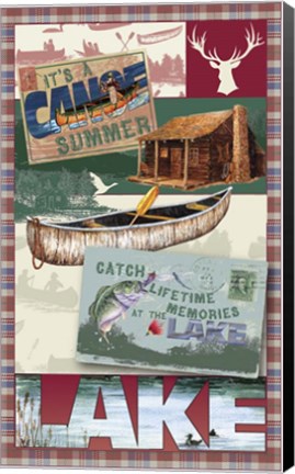 Framed Canoe Lodge Throw Reds Print