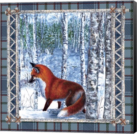 Framed Birch Frame Plaid Fox Print