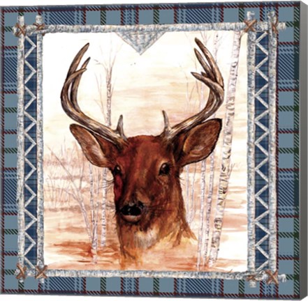 Framed Birch Frame Plaid- Deer Print