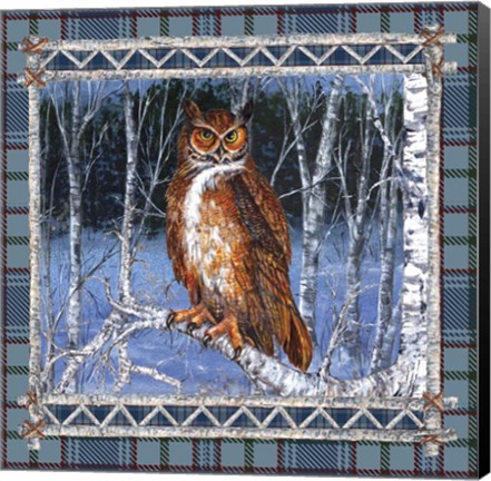 Framed Birch Frame Plaid-Owl Print
