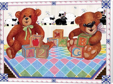 Framed Teddy Bears And Blocks Print