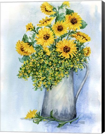 Framed Sunflowers Watercolor Sketch Print