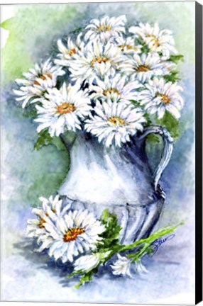 Framed Daisies Watercolor Sketch Print