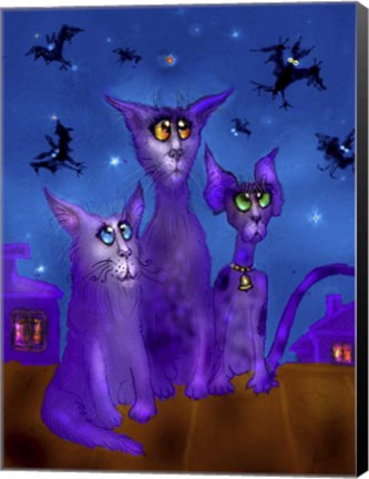 Framed Night Cats 3 Print