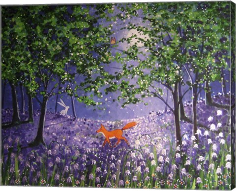 Framed Midnight In The Bluebell Wood Print