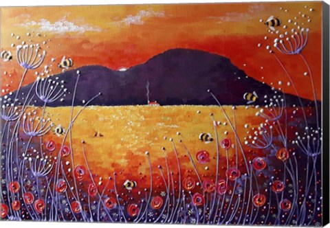 Framed Sunset Bumblebees Print