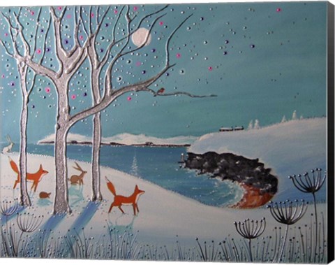 Framed Winter Foxes Print