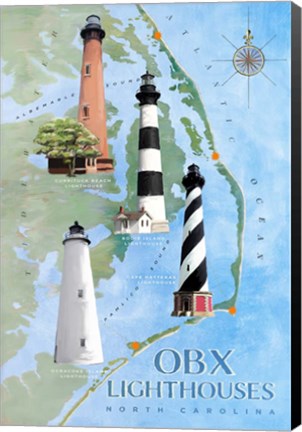 Framed OBX Lighthouses Print