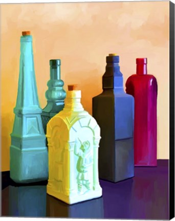 Framed Color Bottles Print