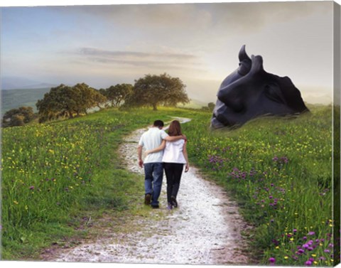 Framed Lovers Walk Print