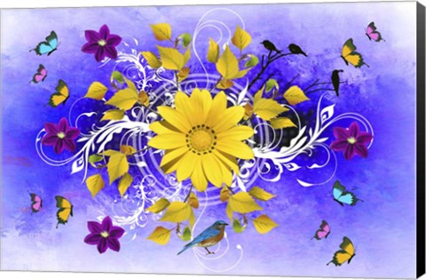 Framed Flowers Design 1 Print