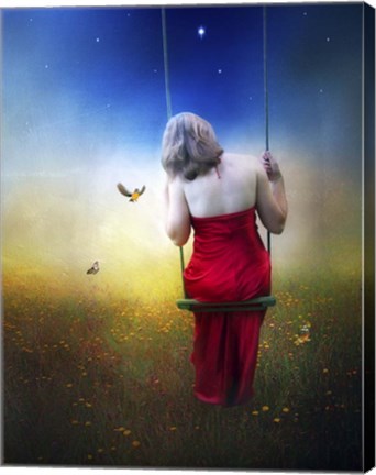 Framed Swing With Birds Print