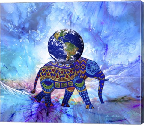 Framed Earth On Elephant Print