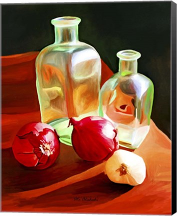 Framed Bottles And Onion Print