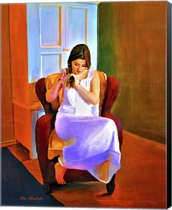 Framed Lady Sitting On A Chair Print