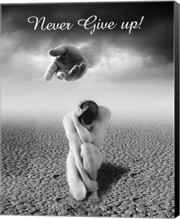 Framed Never Give up Print
