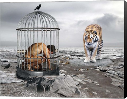 Framed Man In Cage Print