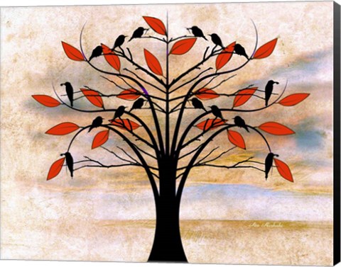 Framed Black Birds on Tree Print