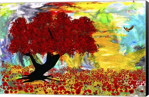 Framed Red tree Print