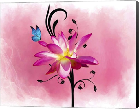 Framed Butterfly Flower 3 Print