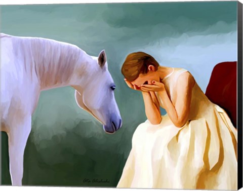 Framed Sad Girl And Horse Print
