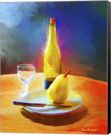 Framed Wine And Pear Print