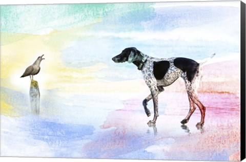 Framed Dog and bird Print