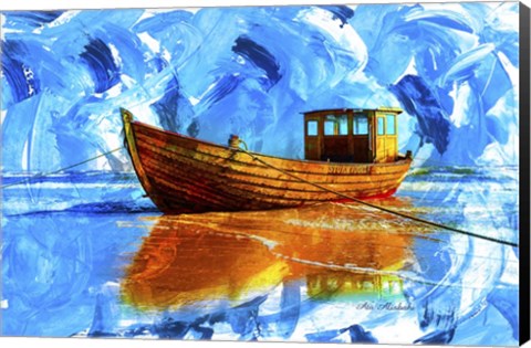 Framed Yellow Boat A2 Print