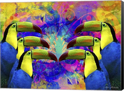 Framed Colorful Birds A1A Print