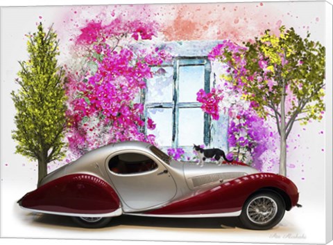 Framed Red Old Car Print