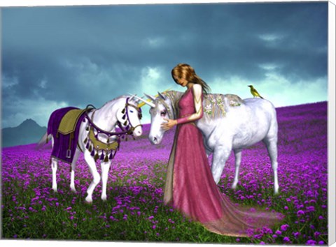 Framed Princess And Unicorns Print