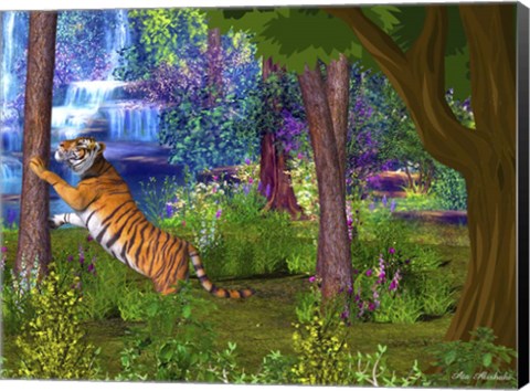 Framed Tiger Forest Print