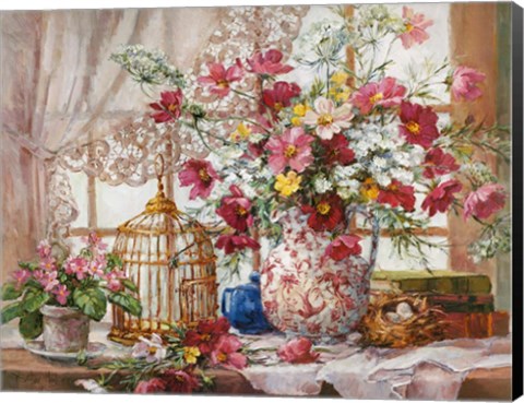 Framed Cosmos and Queen Anne&#39;s Lace Print