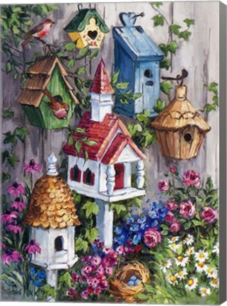 Framed Birdhouse Cottage Print