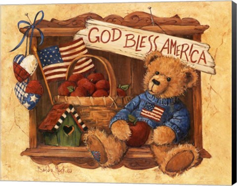 Framed God Bless America Teddy Print