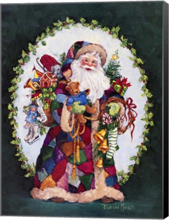 Framed Patchwork Santa Print