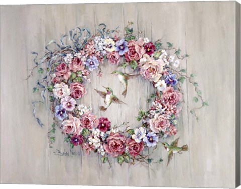 Framed Hummingbird Wreath Print