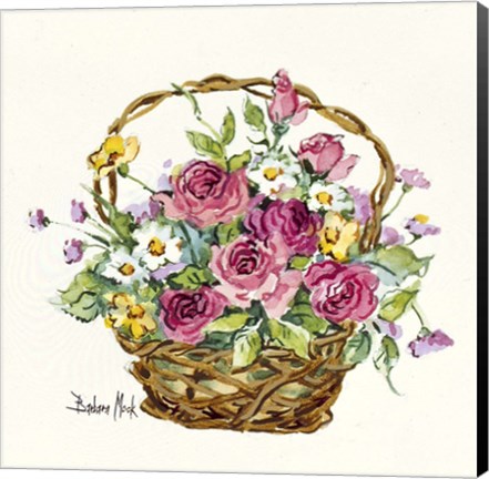 Framed Rose Basket Miniature Print
