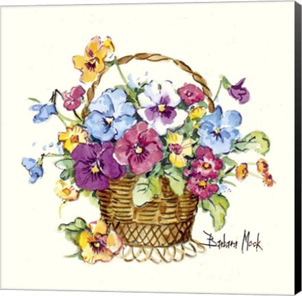 Framed Pansy Basket Miniature Print