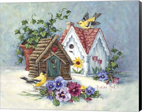 Framed Goldfinch Birdhouses Print
