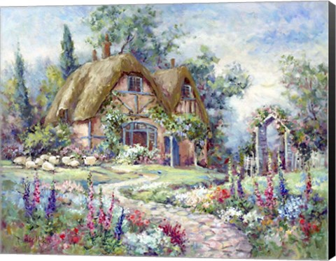 Framed Cottage at Byers Green Print