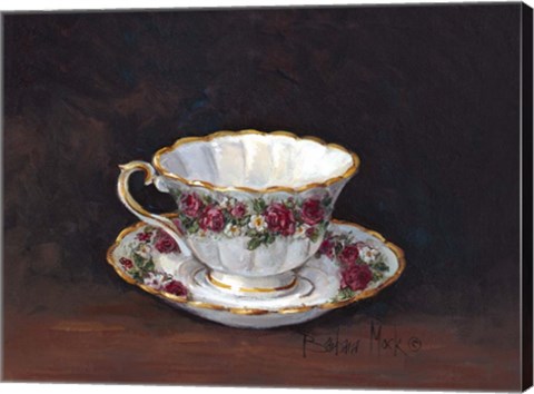 Framed Rose Bouquet Teacup Print