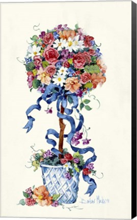 Framed Blue Ribbon Topiary Print