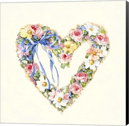 Framed Pink Ribbon Heart Wreath Print